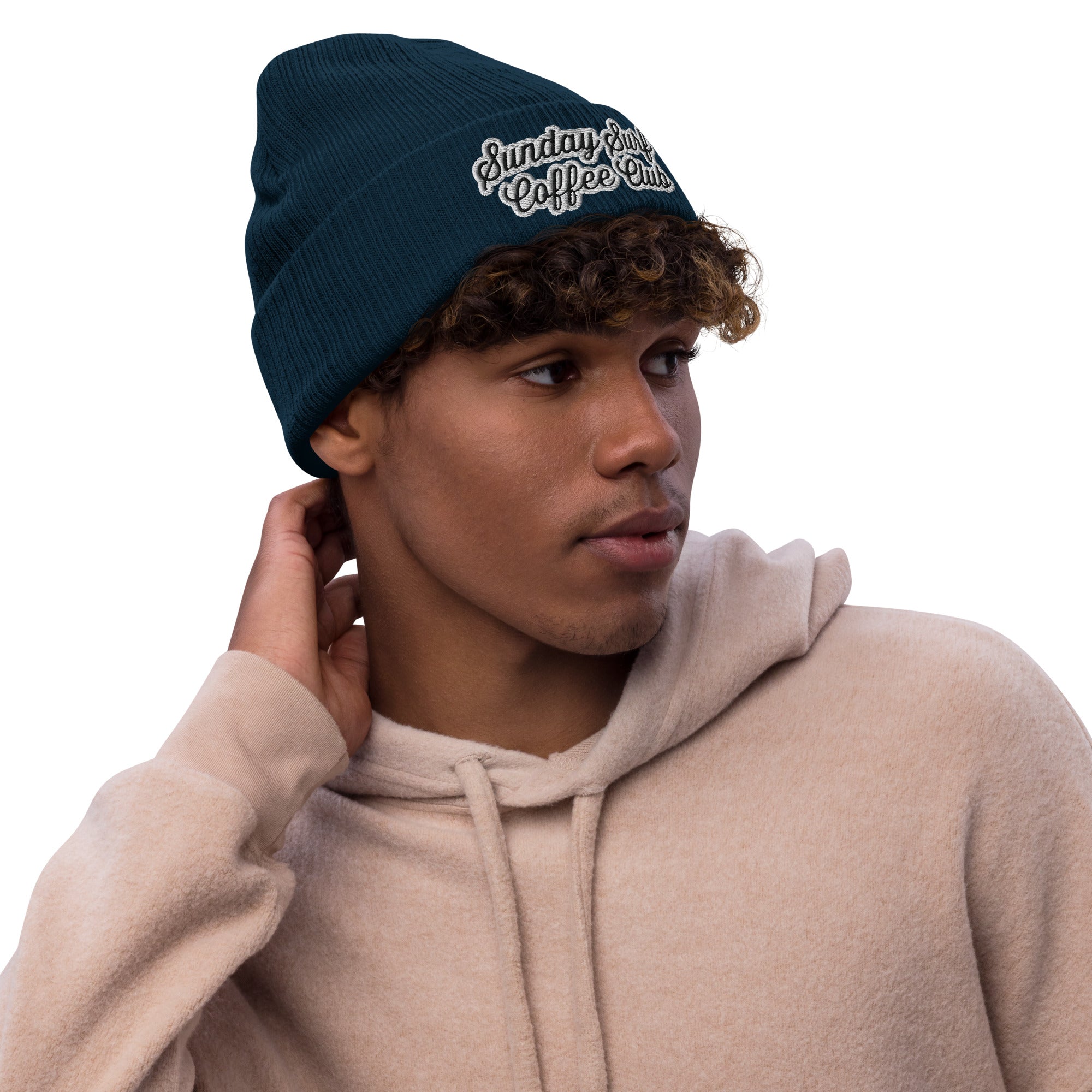 Embroidered Ribbed knit beanie – Sunday Surf Coffee Club